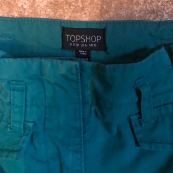 TopShop Green Pleated High Waist Skinny Pants - Picture 5 of 8